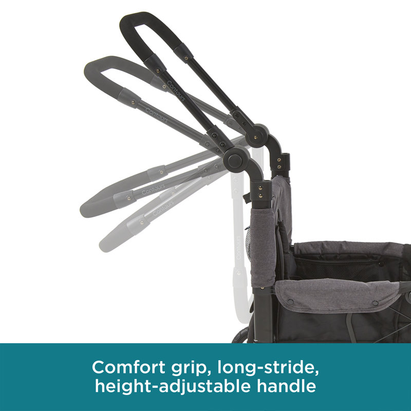 Contours Curve 360 Stroller Wagon for 2 Kids Infant Car Seat Compatibility Zero Turn Radius Lightweight Foldable Push pull Collapsible Wagon Cart